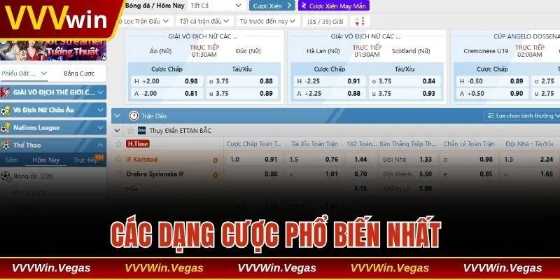 Các dạng cược phổ biến nhất