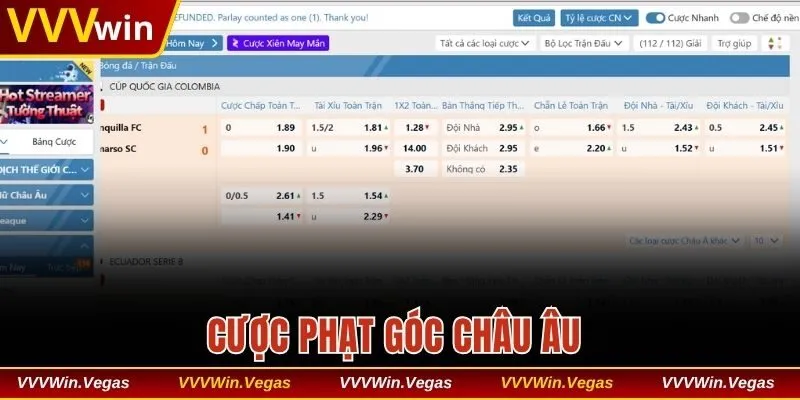 Cược phạt góc Châu Âu